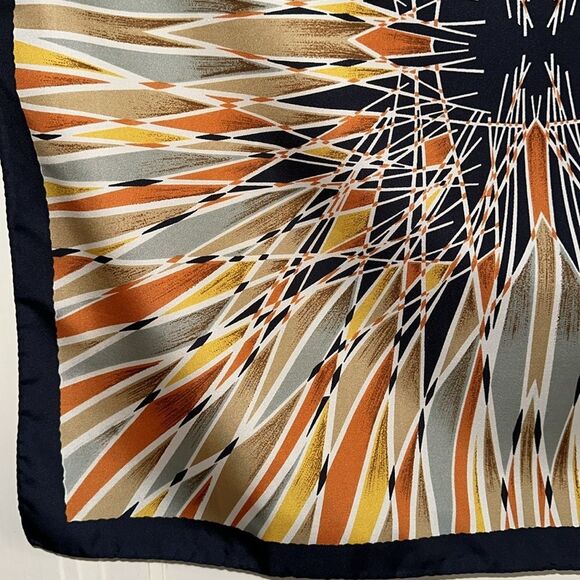 Vintage 60s/70s Mr. Emperor Starburst Pattern Large Polyester Square Scarf - Picture 4 of 10